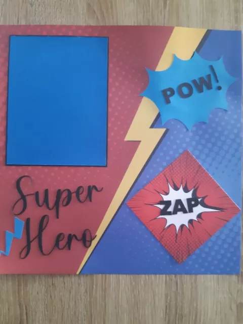 Scrapbooking layout - Pre-made Handmade scrapbook page - Pow, Zap! Super Hero!