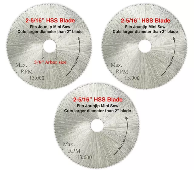 3 pack 2 5/16" x 100T x 3/8" HSS Saw Blades -for Mini Miter Cut Off Chop Saw ...