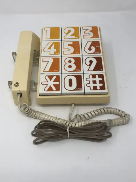 Vintage Retro 1970 Western Electric Orange Big Button Telephone Serial G4016668