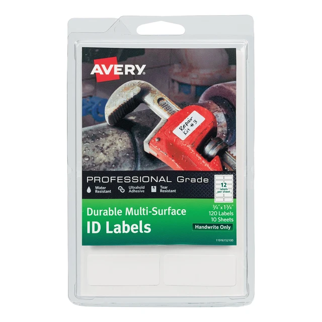 Professional-Grade Durable ID Labels, 10Shts, 120/PK, WE