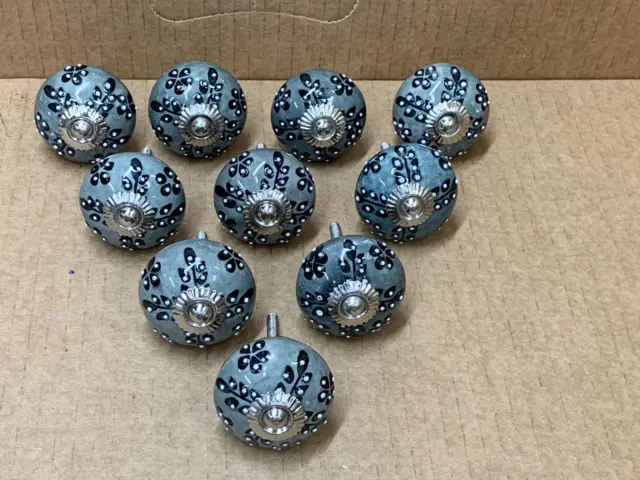 Gray Porcelain/Ceramic Drawer Knobs (Lot Of 10) Brand New, Beautiful Knobs