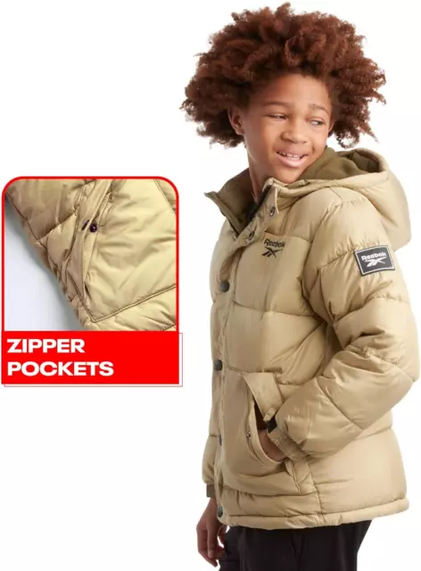 BOYS' WINTER COAT - Heavyweight Quilted Puffer Snow Parka - Weather ...