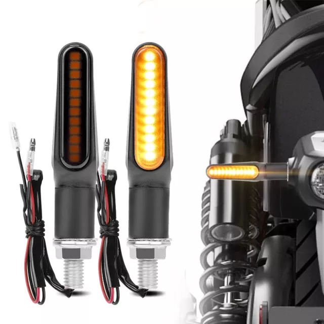 2x LED Motorrad Mini Blinker Sequential Lauflicht 12V Bernstein M8 Blinker