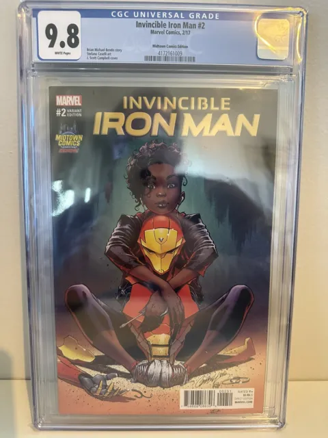 Invincible Iron Man #2 (2017) CGC 9.8 J Scott Campbell Variant Midtown Comics