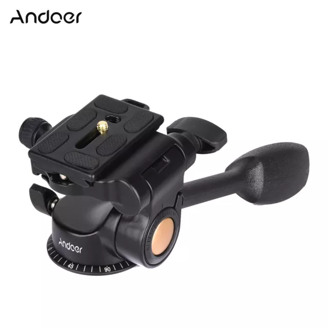 Andoer Q08 Video Tripod Ball Head 3-way Fluid Head Rocker Arm W2J7