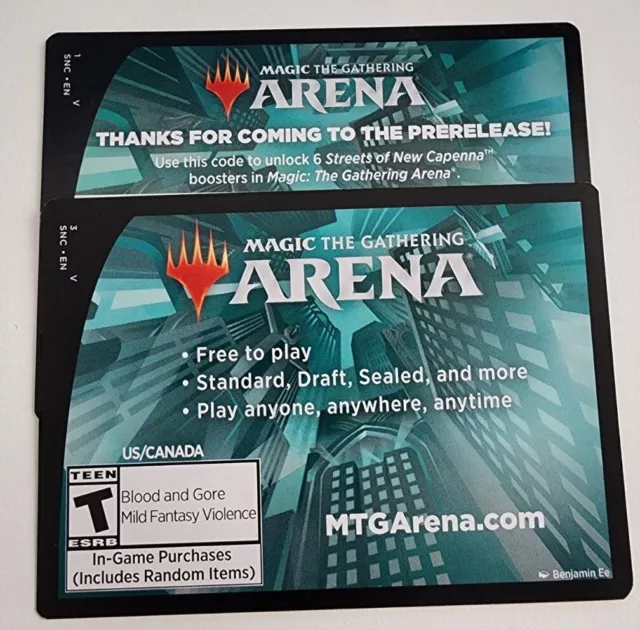 MTG MTGA Arena Code Card Prerelease 6 Booster Packs Streets of New Capenna SNC