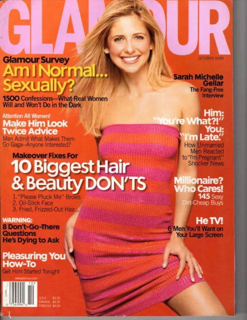 Sarah Michelle Gellar October 2000 Glamour Photo Magazine Buffy Vampire Slayer