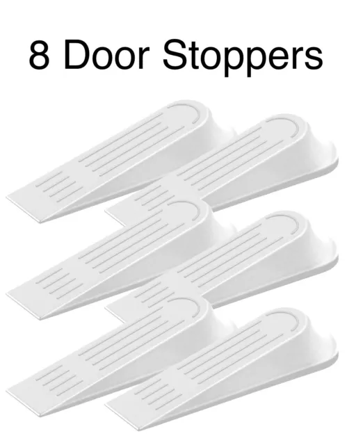 8pk White Door Wedges Stop | Heavy Duty door Stoppers | Home Office Jammer Jam