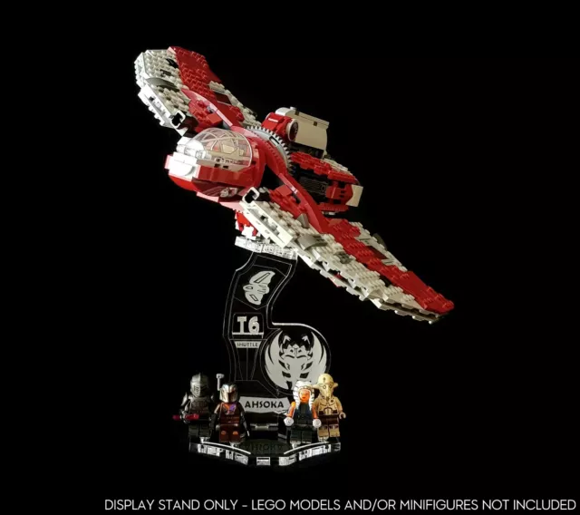 Display stand 3D-ENGV angled for Lego 75362 Ahsoka's T-6 + minifigs slots(A1102)