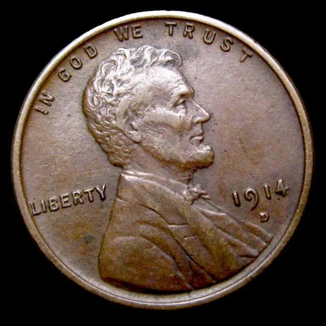 1914-D Lincoln Cent Wheat Penny ---- Nice Details Rare Coin ---- #KK770