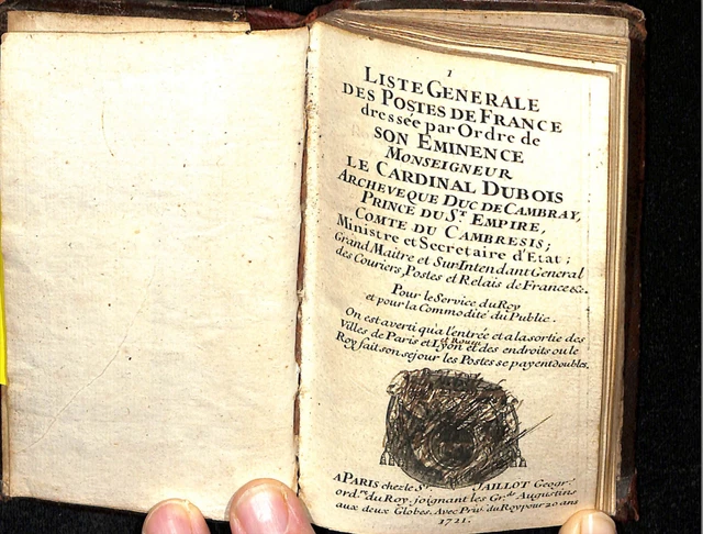 Liste generale des postes de france 1721 à Paris chez le sieur Jaillot L1