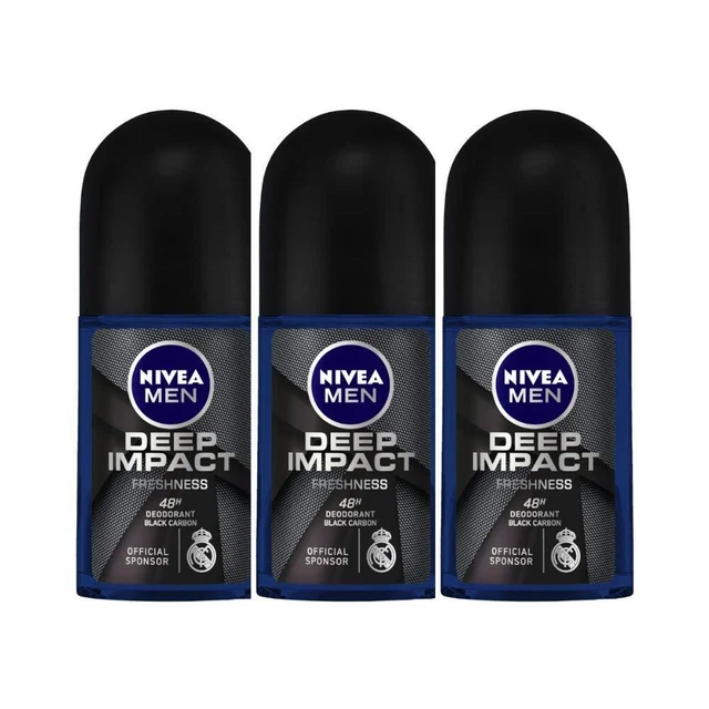 NIVEA Hommes Profond Impact Fraîcheur Déodorant Roll-On,pour Hommes,50ml (Lot De
