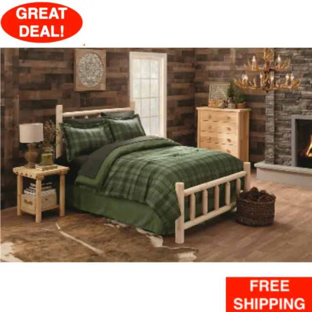 Cedar Log Bed Full Size Headboard Footboard Frame Bedroom Home Cabin Furniture
