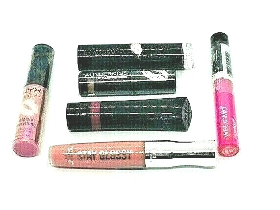 Lote de 6 lápices labiales, surtido lote mixto de brillo, relleno, NYX, rimmel y más nuevos