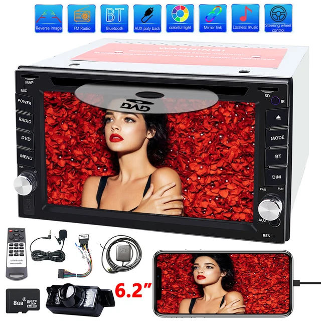 6.2" Estéreo De Pantalla Para Coche Carro Enlace telefónico DVD CD SWC Cámara