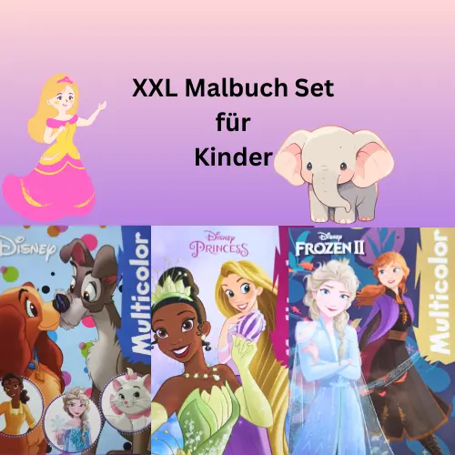 XXL Malbuch Set, für Kinder, Disney Princess, Frozen II, Susi und Strolch