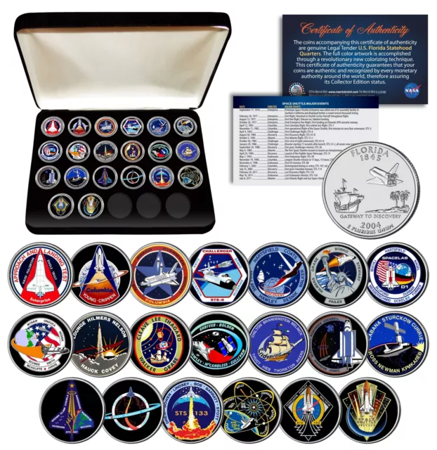 SPACE SHUTTLE PROGRAM MAJOR EVENTS NASA Florida State Quarters 20-Coin Set Box