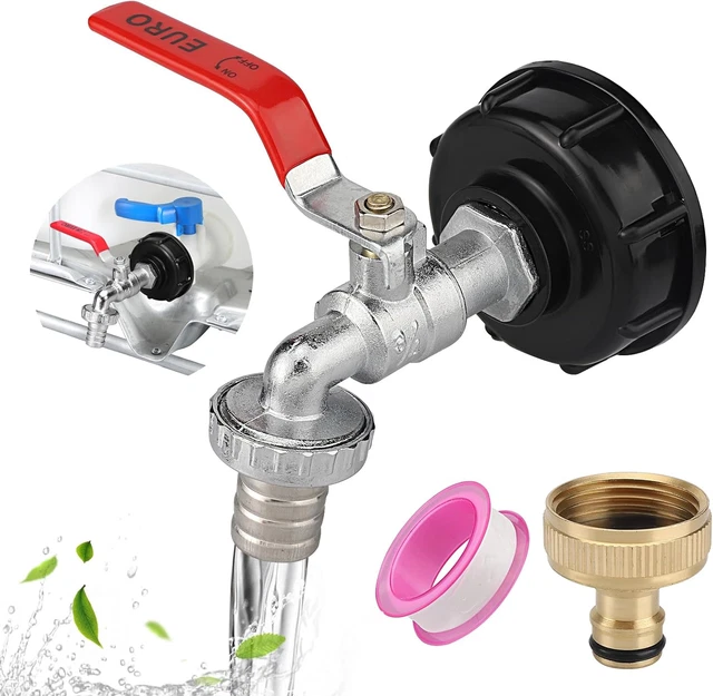 Kit di Upgrade per Serbatoio IBC con Rubinetto in Lega di Zinco 3/4 per Raccolta Acqua Piovana, Adattatore IBC per Serbatoi da 1000L, Accessori Giardino, Collegamento per Tubi di Caduta