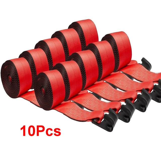 10 piezas correas de cabrestante de 4 pulgadas x 30 pies atadas con gancho plano control de carga rojo