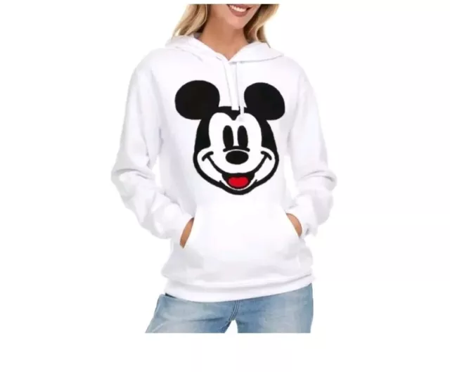 Disney White Hoodie/ Sweatshirt Mickey Mouse Big Print Size Medium