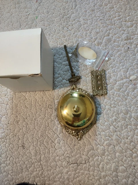 Vintage Brass Mechanical Doorbell Key Turn Twist Bell Ornate Victorian Style New