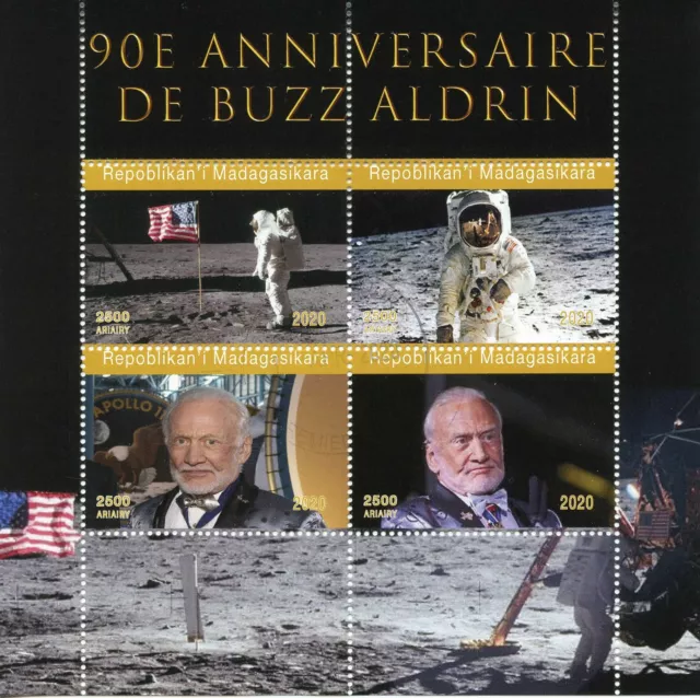 Madagascar Space Stamps 2020 CTO Buzz Aldrin Apollo 11 Moon Landing 4v M/S