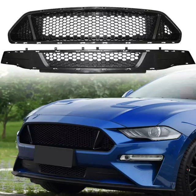 BLACK GRILL MESH Set For Badgeless 2015-17 Ford Mustang Gt - Frame Not  Included! $99.99 - PicClick