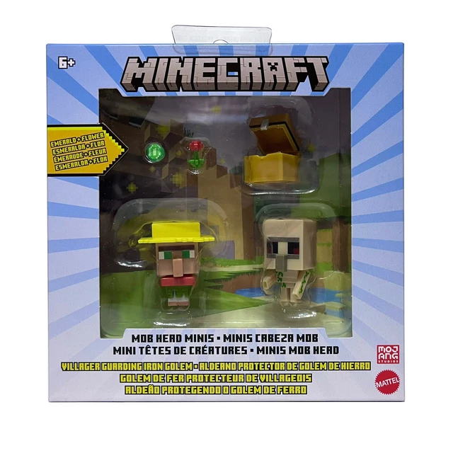 MINECRAFT MOB HEAD Minis Villager Guarding Iron Golem Pack of 2