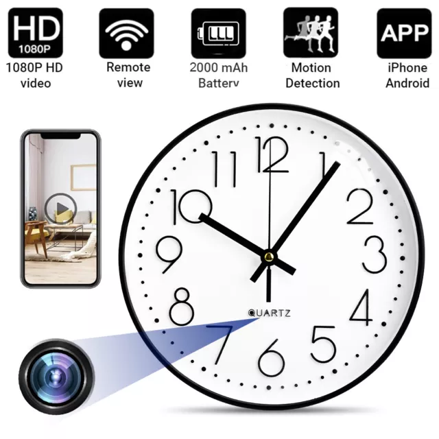 WiFi Wall Clock Camera for Home Office Security HD 1080P Mini Security IP Camera