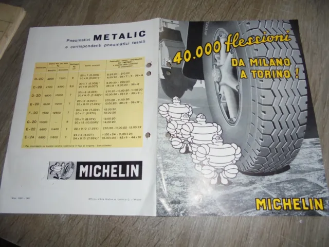 Brochure MICHELIN METALIC 40.000 FLESSIONI DA MILANO A TORINO ! ; 1951