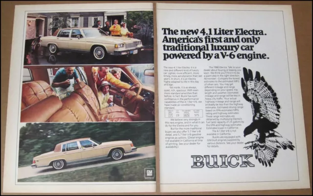 1980 Buick Electra 2-Page Print Ad 1979 Automobile Car Advertisement Vintage