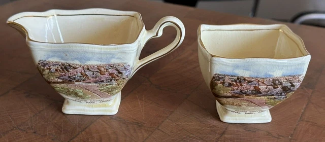 JONROTH Royal Winton GOLD RIM Cream & Sugar Set GRAND CANYON NATIONAL PARK Ariz