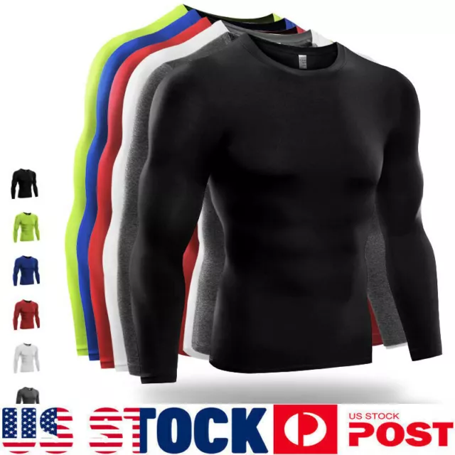 Men's Compression Shirt Base-Layer Sports Top Long-Sleeve Gym Quick Dry T-Shirt