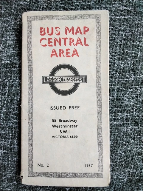 LONDON TRANSPORT BUS Map Central Area 1958 Including Trolleybuses 4 99 