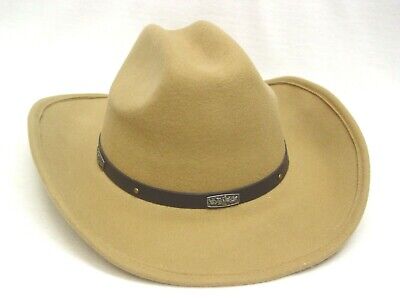 Western Wool Cowboy Yellowstone style Hat unlined Leather and brass trim  MEDIUM