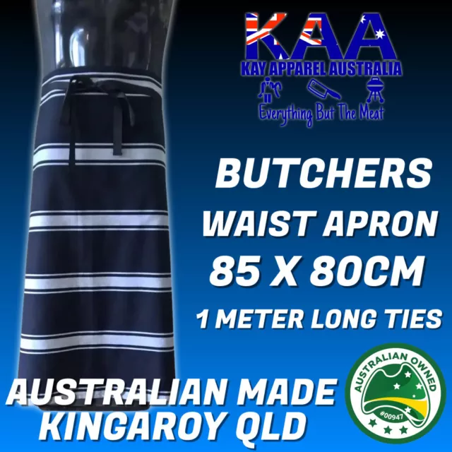 Butchers Apron Waist Lap Apron Navy white 85x80cm, Kitchen Apron