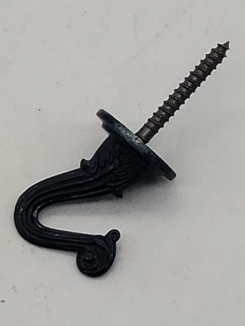 Rustic Lamp or Plant Hanger: Antique Black Iron Hook in Vintage Style