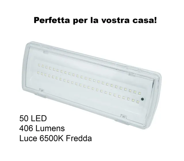 Lampada di Emergenza 50 LED Parete Incasso 4W Luce Fredda 406 Lumen 91062 3