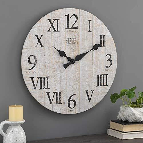FirsTime & Co. White Rustic Farmhouse Barn Wood Clock 24 inches
