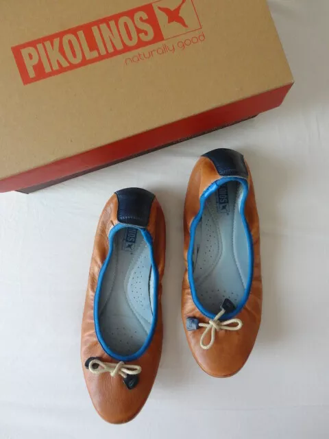 ° Pikolinos ° Chaussures plates femme ballerines marron bleu pointure 37 38