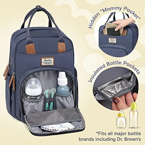 RUVALINO Diaper Bag Backpack Multifunction Travel Back Pack Maternity Baby Ch... 2