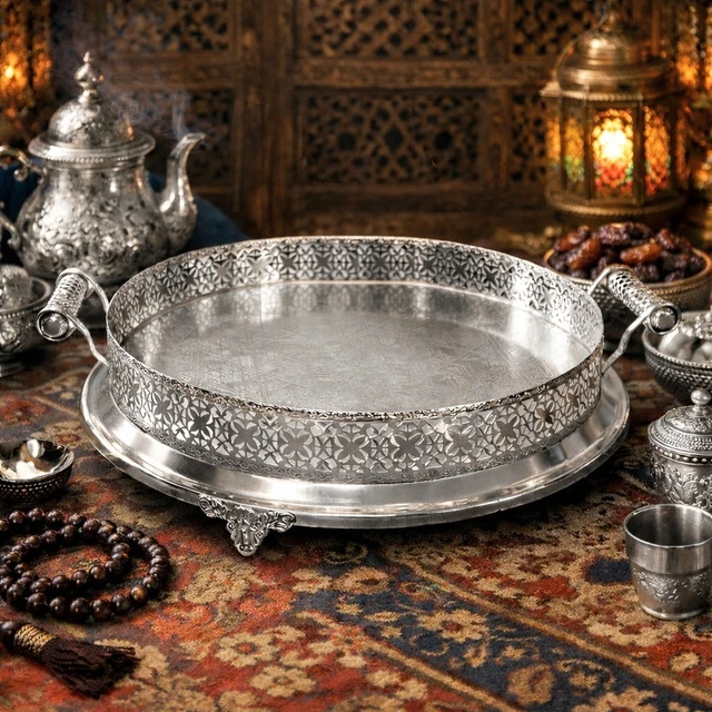 PANIÈRE À PAIN / corbeille à fruits SAINT MEDARD métal argenté à décor ajouré EUR 45,00