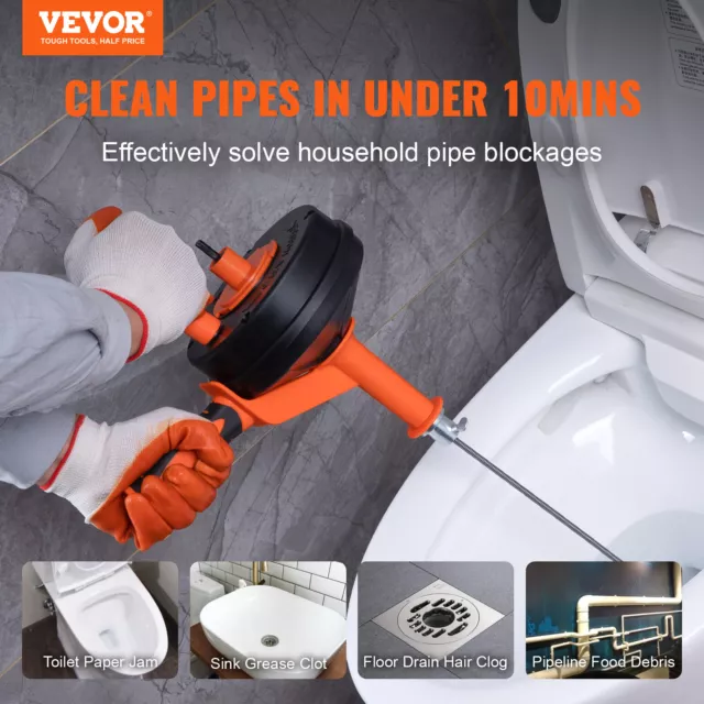 VEVOR Déboucheur de Canalisation 76,2 cm Évier WC à Tambour Axe pour Perceuse 2