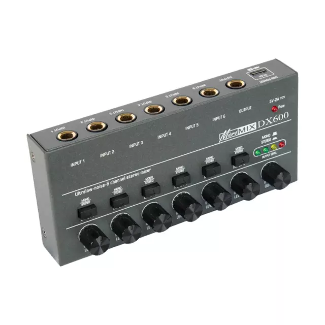 Audio Mixer 6 Input Compact Stereo Mixer 6 Stereo Line Mixer for Small Clubs