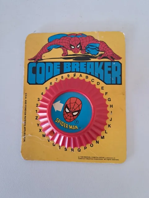 Vintage 1980 MARVEL COMICS GROUP SPIDERMAN CODE BREAKER GAME TOY GORDY SUPERHERO