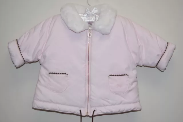 650 $ NEUVE veste bébé Dior fille parka rose clair rose fabriquée en FRANCE 6 M mois 2