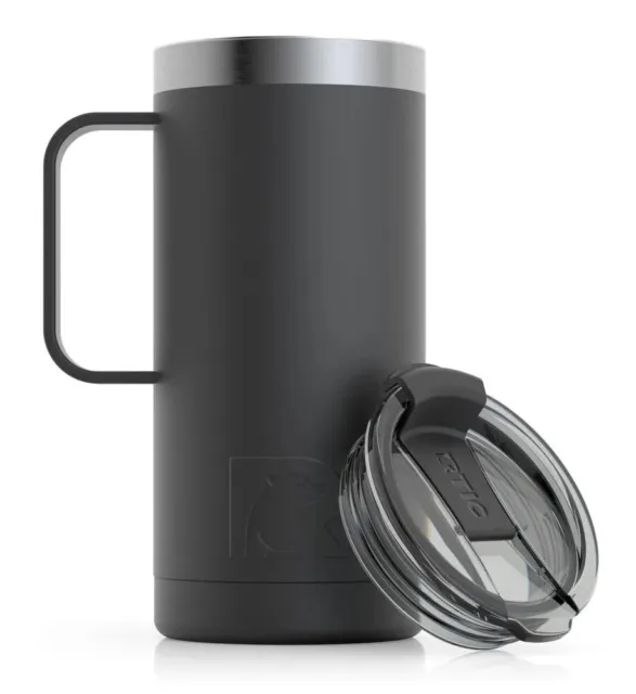 RTIC 16oz Travel Coffee Cup Stainless Double Wall Vacuum Insulated Black