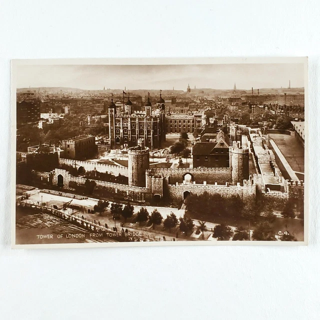 London Tower Aerial RPPC Postcard 1920s English Real Photo England Bridge B662