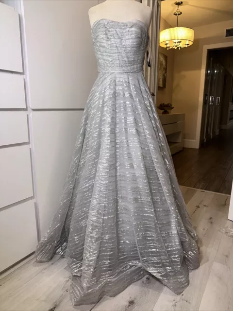 New La Femme Dress- Sweetheart Neck Line- Prom- Ball Gown- Size 6 Silver/ Gray/