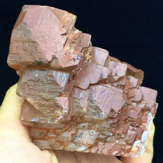 154g New Find Red Cubic Ladder Calcite Crystal Cluster Mineral Specimen
